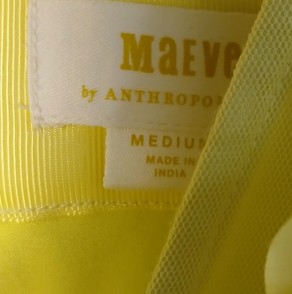 ANTHROPOLOGY Maeve  FLOATY Sunny Lemon Lime Appliqued MINI Dress. Size M  EUC! - Picture 10 of 13